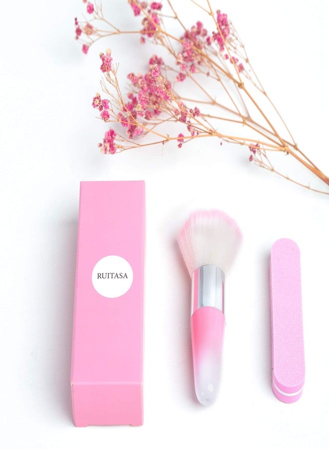 RUITASA Soft Nail Art Dust Remover Powder Brush Cleaner For Acrylic & UV Nail Gel (pink) - Image 5