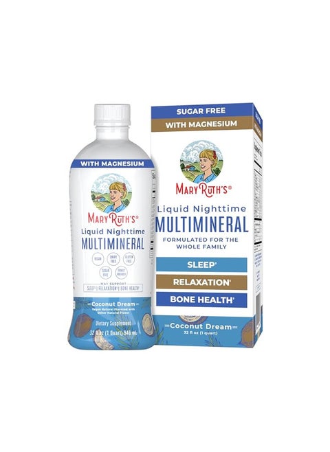 MaryRuth Organics Nighttime Liquid Multimineral Supplement | Sugar Free | Natural Sleep Support for Adults & Kids | Magnesium, Calcium & MSM | Coconut Flavor | Vegan | Gluten Free | 32 Servings