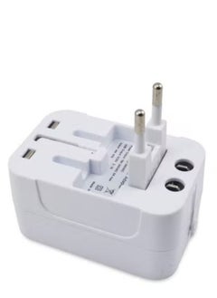 SHOPI Universal Fast Travel Adapter, Worldwide All In One Universal Power Wall Charger Ac Power Plug Adapter With Dual USB Charging Ports For USA EU UK Cell Phone Laptop (White)  - Image 3