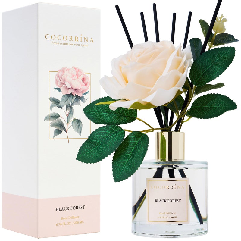 COCORRÃNA Cocorrina Reed Diffuser Set Flower Reed Diffuser Black Forest 67 oz Scented Diffuser with Sticks Home Fragrance Essential Oil for Bathroom Shelf Decor Living Room Large Room 1pack 