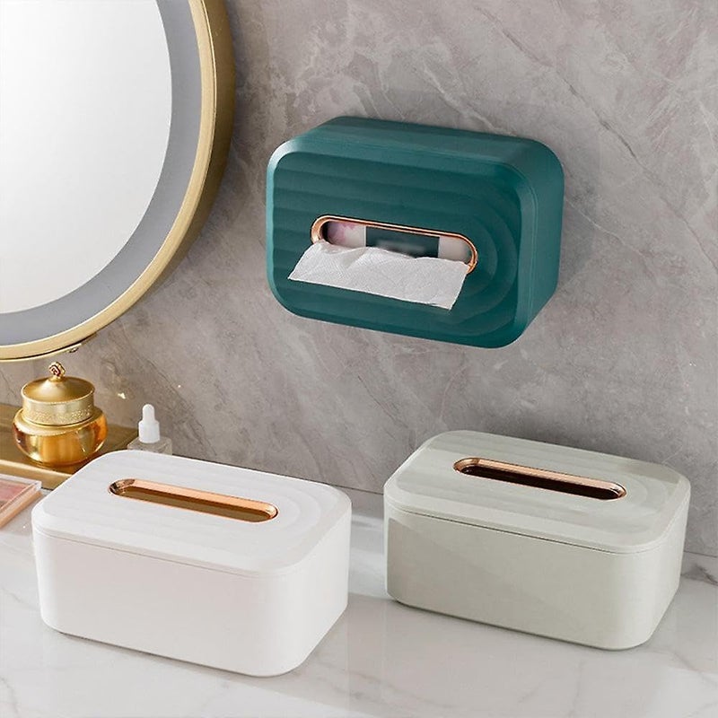 Hidak Luxury White Tissue Box Tissue Box Holder for Table Top or Wall Mount with Automatic Spring Paper Towel Dispenser for Home Office Bedroom Bathroom Restaurant Cafe - Image 5