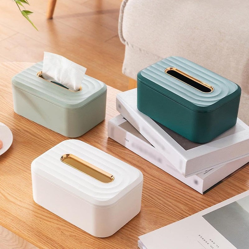 Hidak Luxury White Tissue Box Tissue Box Holder for Table Top or Wall Mount with Automatic Spring Paper Towel Dispenser for Home Office Bedroom Bathroom Restaurant Cafe - Image 2
