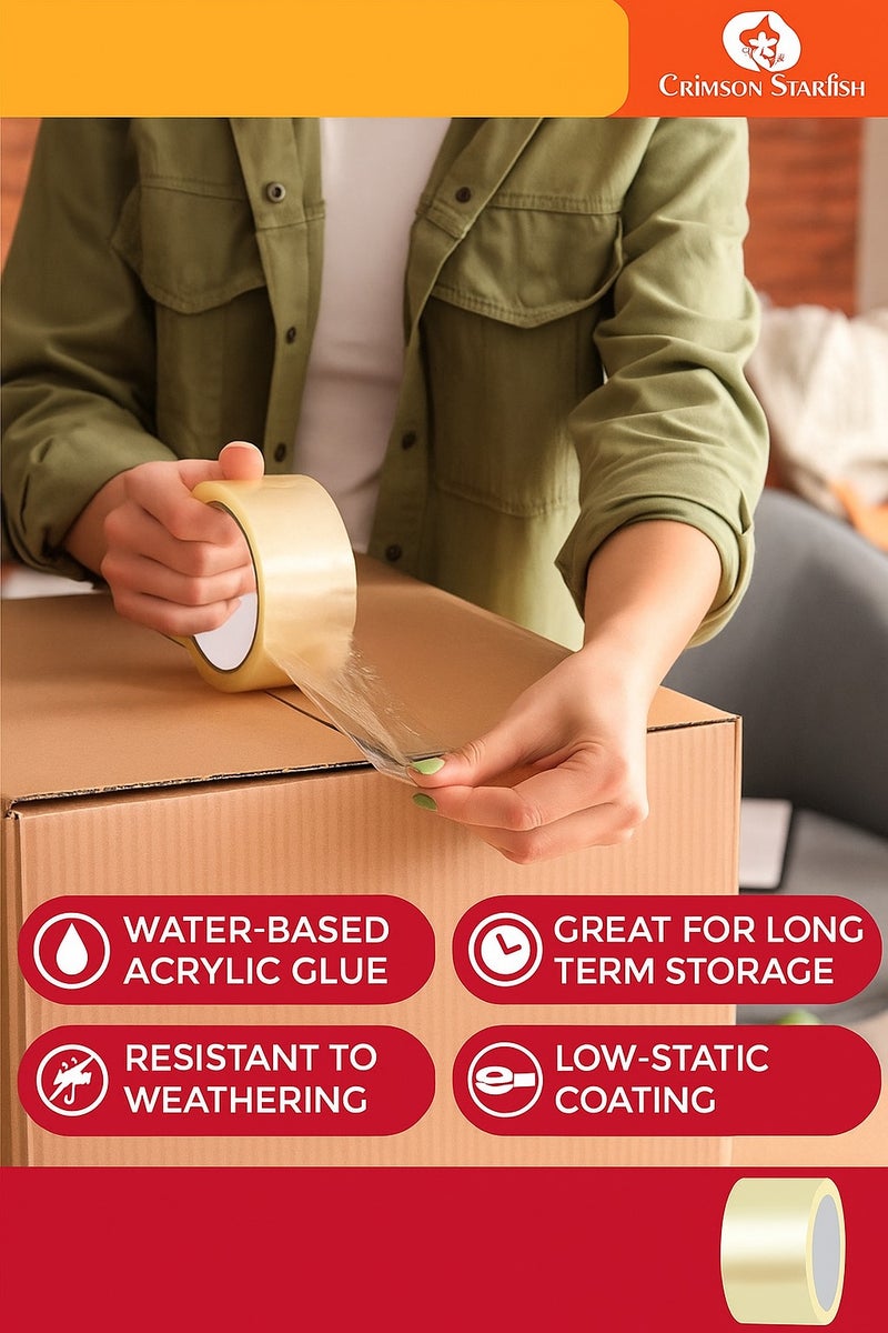 CRIMSON Clear Adhesive Tape 80 Yards – 2 Pc For Packing & Sealing - Image 5