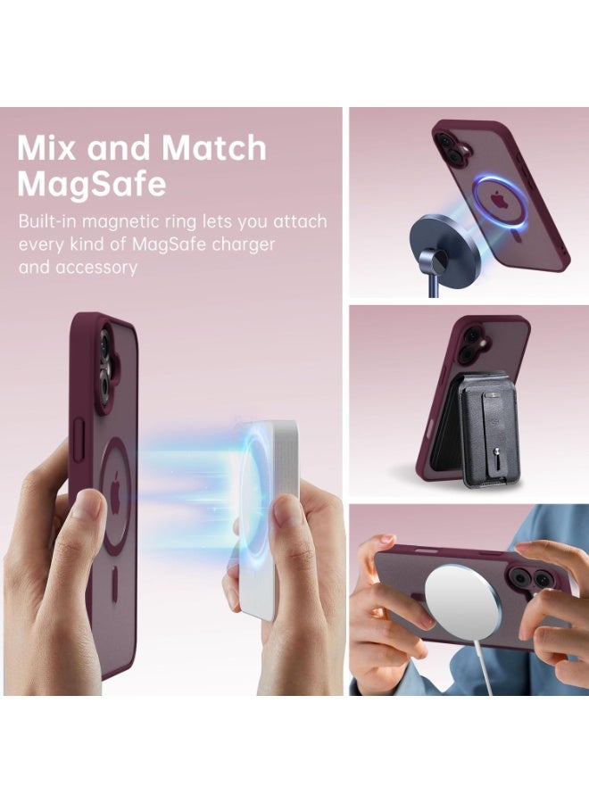 ACLIX Clear Magnetic Case for iPhone 16 Plus [Shockproof & Slim] Transparent Clear Hard Back Cover with high-Grade Protection | Deep Red - Image 3