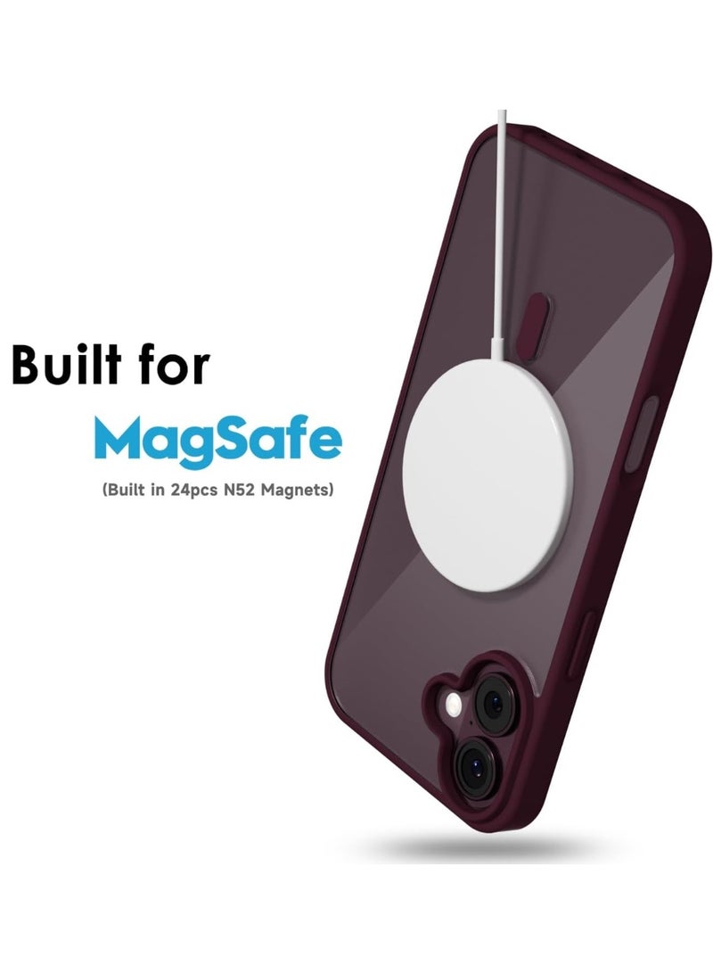 ACLIX Clear Magnetic Case for iPhone 16 Plus [Shockproof & Slim] Transparent Clear Hard Back Cover with high-Grade Protection | Deep Red - Image 4