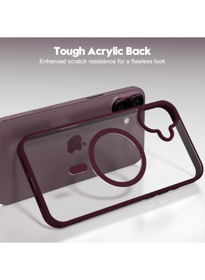 ACLIX Clear Magnetic Case for iPhone 16 Plus [Shockproof & Slim] Transparent Clear Hard Back Cover with high-Grade Protection | Deep Red - Image 3