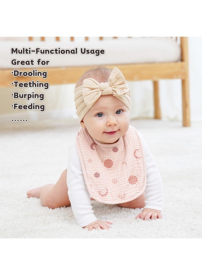 Susurration Muslin Baby Bibs 8 Pack Bandana Drool Bibs, Soft Square Adjustable Baby Drooling Bibs for Unisex Girls & Boys (Pink Print) - Image 5