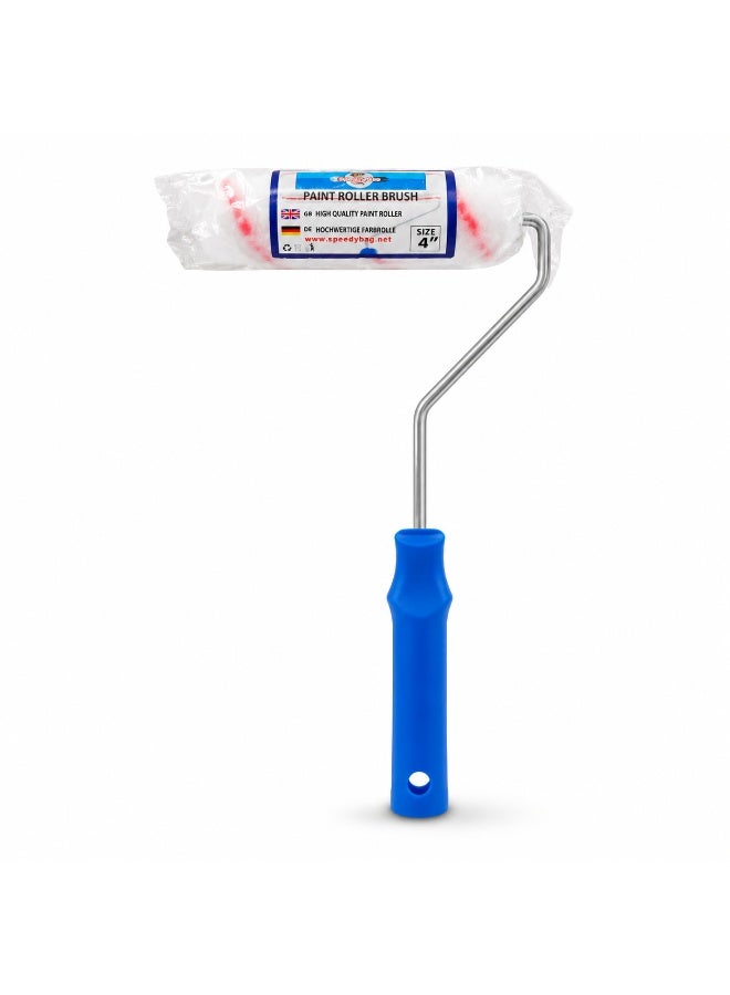 SpeedyBee 4-Inch Paint Roller Brush With Handle 2Piece – Mini Paint Roller For Wall, Wood, Door, Cabinet, Touch-Up & Small Area Painting - Image 1