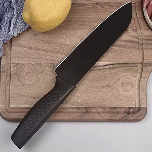 TOMATUS® Carbon Stainless Steel Kitchen Cooking Knife with Ergonomic Handle, Black, Pack of 1 - Image 2