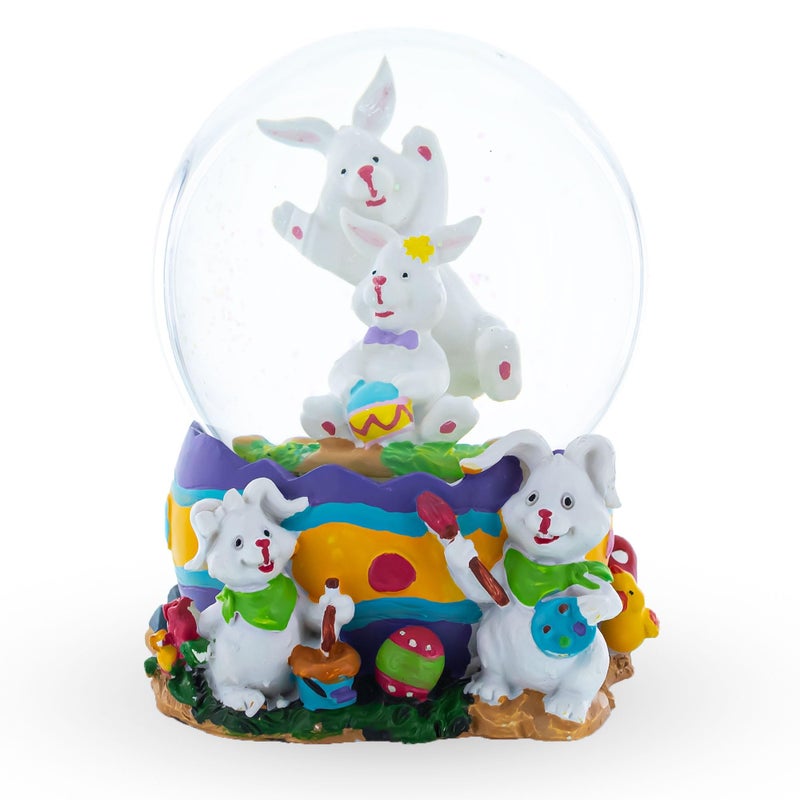 BestPysanky Bunnies Decorating Easter Eggs Musical Water Snow Globe 