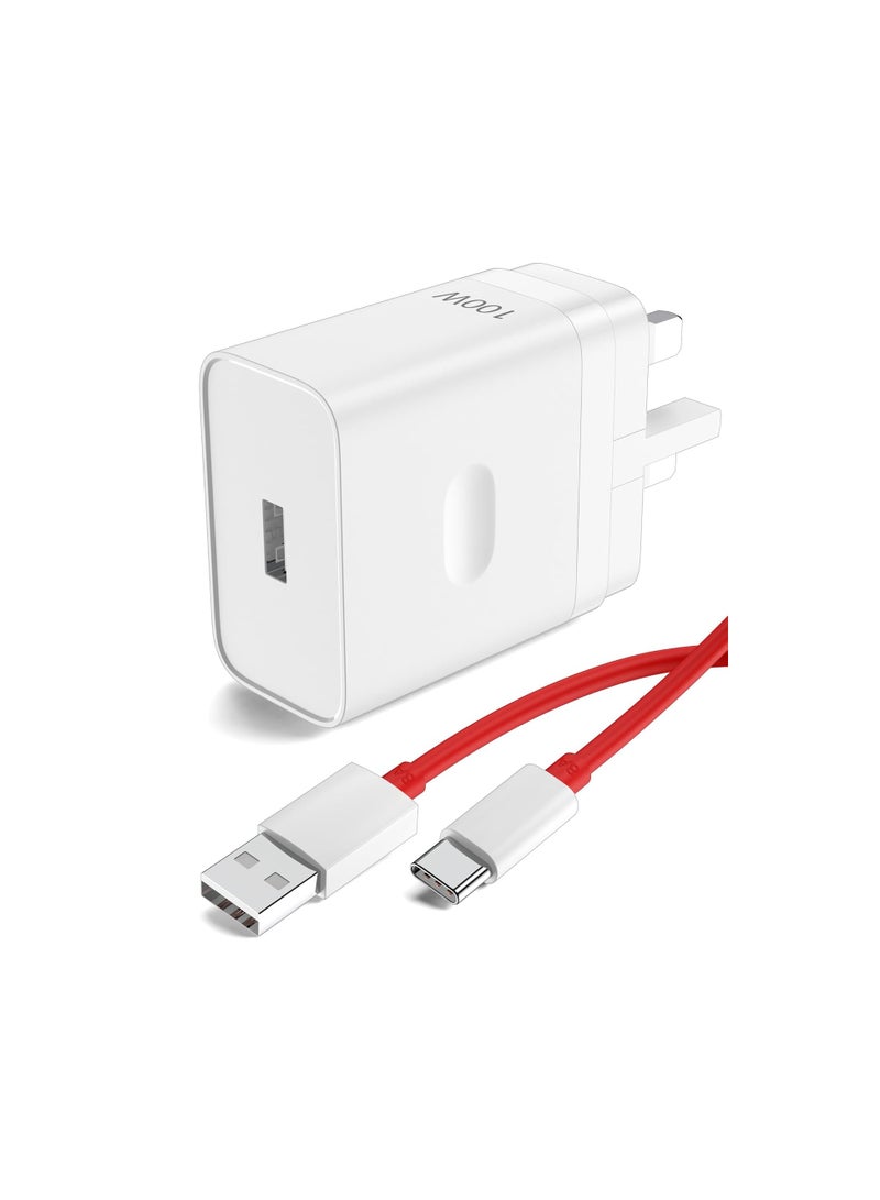 For OPPO SUPERVOOC 100W Power Adapter, Supervooc Charger USB Plug Charger Type-A Wall Charger VOOC Fast Charger w/ 1m USB C Cable for Oppo Find X8 X7 X6 X5 X5 Lite X3 X2 Pro A78 A79 A58 A38 Reno 13 12 F 11F 10 9 8 7 6 5 4  - Image 1