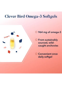 Best Nest Wellness Clever Bird Omega 3 Fish Oil Dha + Epa Fatty Acids Immune Support Supplement 956Mg Omega 3 Gluten Free Non Gmo Includes Bonus Top Smart Brain Guide (Value $19.95) 30 Burpless Softgels  - Image 5