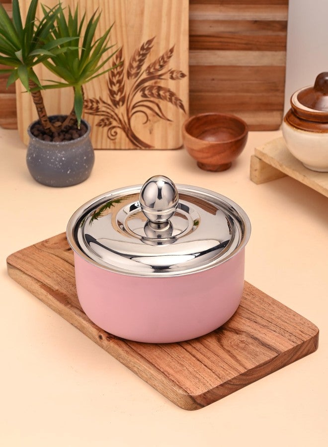 FNS Alwin Pink Finish Stainless Steel Casserole | Premium Double Wall Insulated Hot Pot with Self-Locking Press Lid | Elegant Designer Serving Bowl for Kitchen & Dining (2200 ml) - Image 1