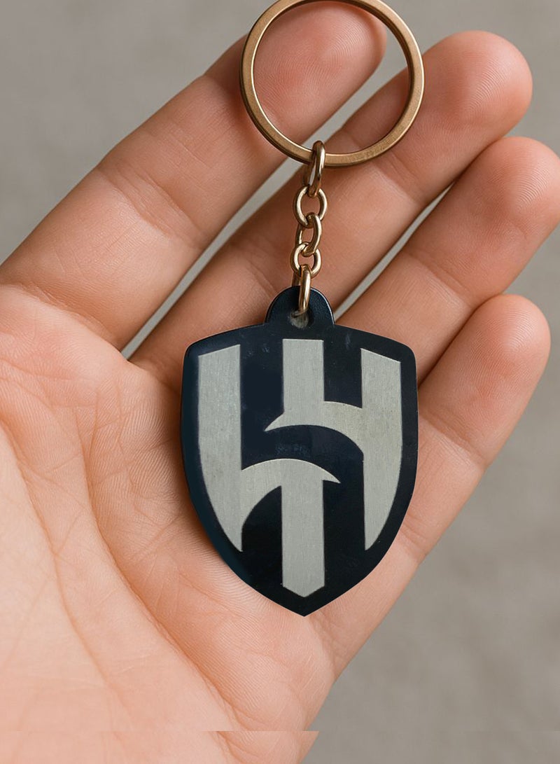 حكاية شمعة الهلال ، ميدالية أكريلك أسود حفر ليزر بشعار ناديك المميز - Image 1