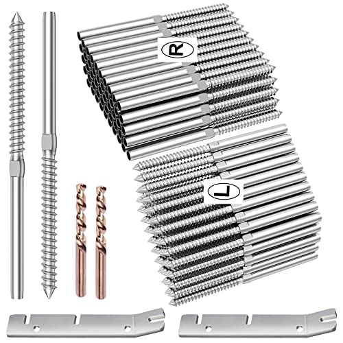 BLIKA 100 Pack T316 Stainless Steel Right&Left Handed Thread Swage Lag Screws for Wood Posts of 1/8" Deck Cable Railing Kit, Wire Railing Kit for Decks with Wrench, DIY Wood Baluster - Image 1