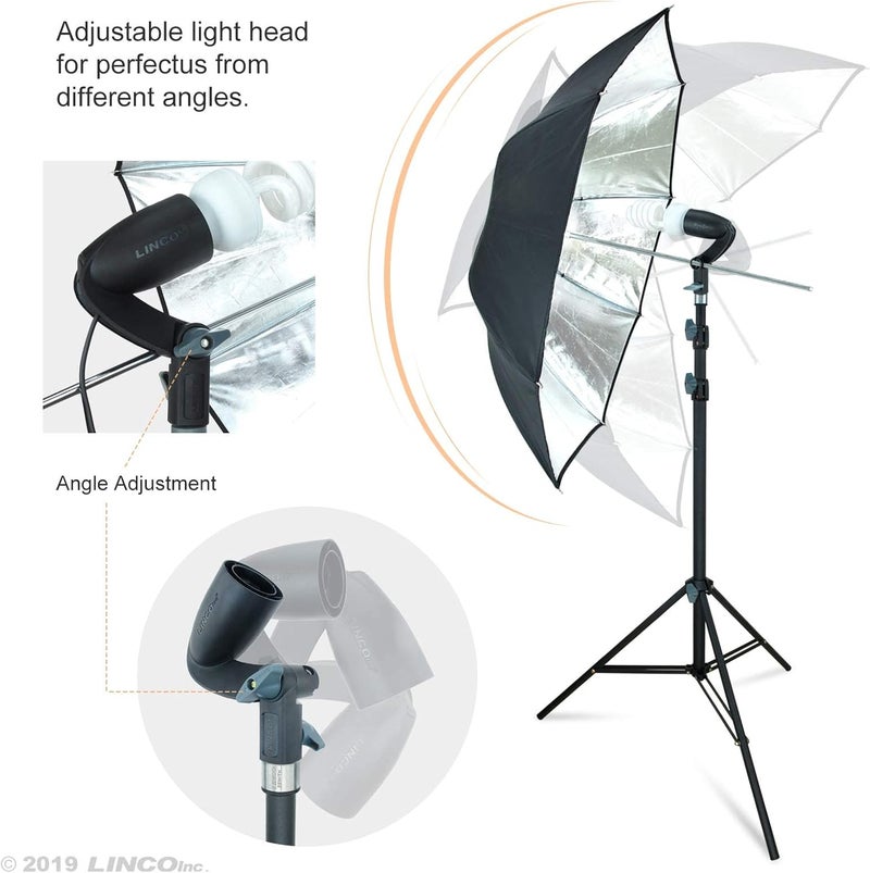 Lincostore Photography Photo Portrait Studio Lighting 600W Umbrella Continuous Lighting Kit for Video Shooting AM126 - Image 2