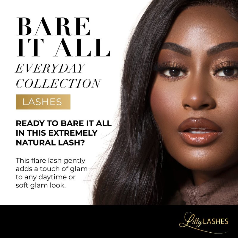 Lilly Lashes Everyday Bare it All Natural Lashes, Faux Mink Natural Eyelashes, False Eyelashes Everyday Use, Cat Eye Lashes, Individual Lashes Reusable up to 20x, No Lash Glue Included (13mm) - Image 2