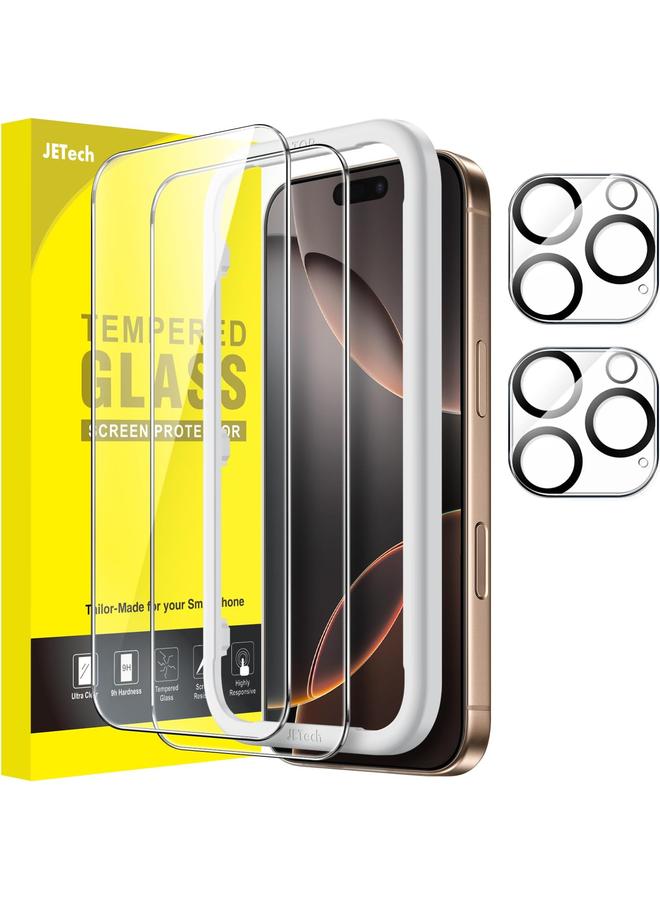 Jetech Screen Protector For Iphone 16 Pro Max 6.9 Inch With Camera Lens Protector Easy Installation Tool Tempered Glass Film Hd Clear 2 Pack Each - Image 1