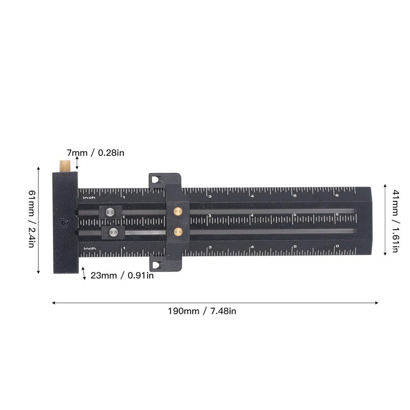 Woodworking Sliding T Type Scribing Tool Imperial 6 Inch Accurate Double Line Marking Durable Aluminum Alloy Type 3 - Image 3