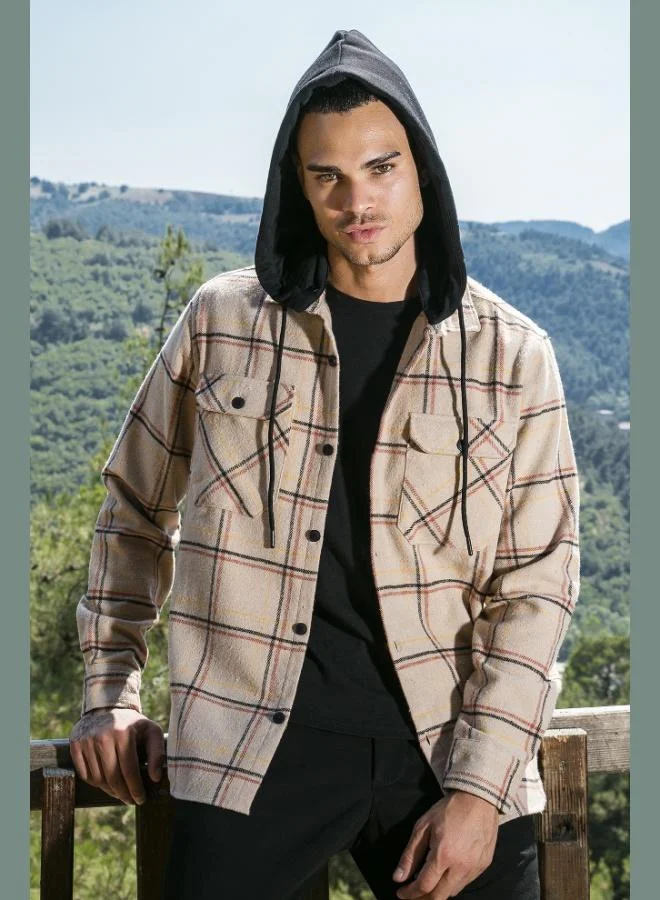 Buratti  Buratti Plaid Regular Fit Winter Shirt with Detachable Hood for Men SHIRT CF24W126985 for Men | Best Price UAE