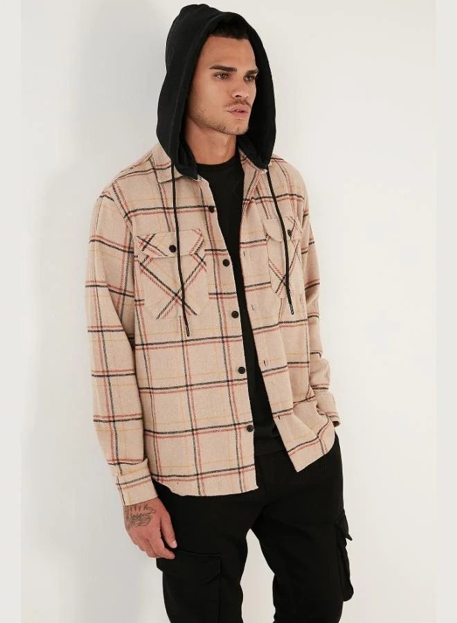 Buratti  Buratti Plaid Regular Fit Winter Shirt with Detachable Hood for Men SHIRT CF24W126985 for Men | Best Price UAE