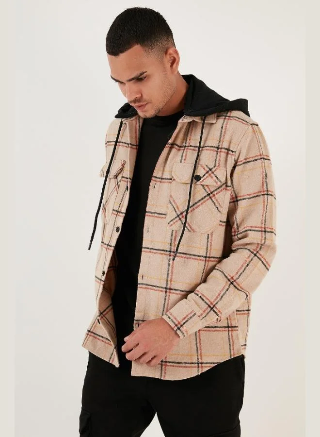 Buratti  Buratti Plaid Regular Fit Winter Shirt with Detachable Hood for Men SHIRT CF24W126985 for Men | Best Price UAE