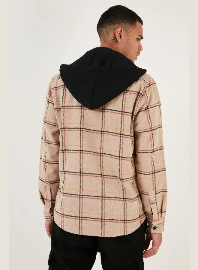 Buratti  Buratti Plaid Regular Fit Winter Shirt with Detachable Hood for Men SHIRT CF24W126985 for Men | Best Price UAE