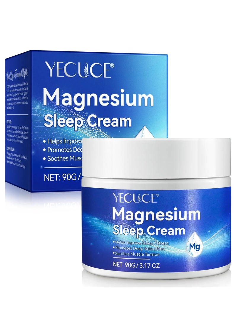 Yecuce 90g Magnesium Sleep Cream Pure Magnesium Body Cream 100% Pure Natural Magnesium Cream for Better Sleep Relief & Relaxation Relieve Muscle Tension Organic Magnesium Cream for Legs Arms Neck Wrist Thigh  - Image 1
