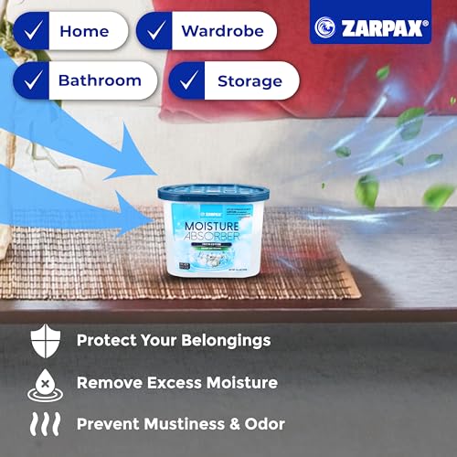ZARPAX Moisture Absorber Fresh Cotton 10.5 oz/300g | Removes Moisture, Damp & Humidity | Odor Absorber With Fresh Cotton Fragrance | Moisture Trap for Bathroom, Closet, Kitchen | Set of 6 - Image 3
