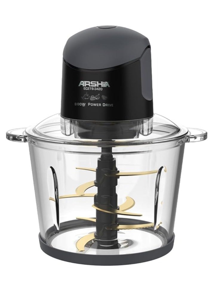 Arshia Electric Food Chopper, 3L Capacity, Black EC278-3420 - Image 1