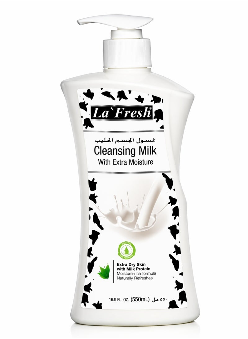 La Fresh Cleansing Milk With Extra Moisture 550ml, Moisturizing Body Cleanser with Milk Protein for Extra Dry Skin, Gentle Non-Greasy Daily Body & Hand Wash - Image 1