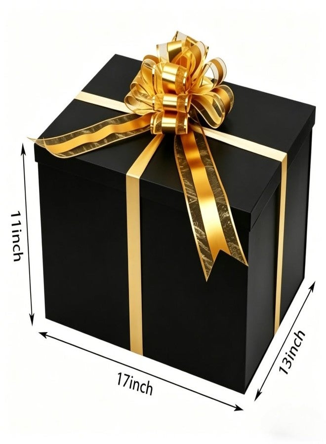 UoeRing Black Extra Large Gift Box 1Pcs 17x13x11 inch,luxury Gift Box with Lid for Birthday Christmas Valentine's Day Mother's Day (Contain Pull Bows,Card,Envelope,Filler - Image 3