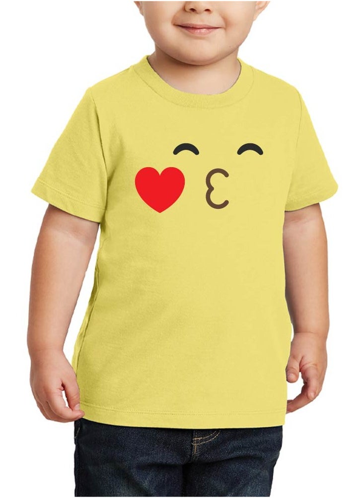 PRINTSHOP4ME - Pack of 5 Kids Yellow Smiley Face T-Shirts - Kids Unisex Round Neck Cotton Short Sleeve Tees - Soft and Comfortable Emoji T-Shirts for Kids - Image 1