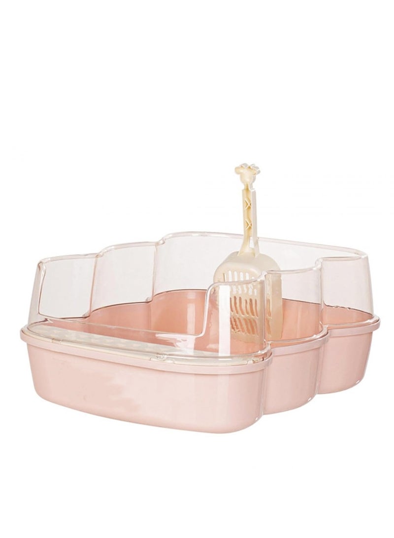 Semi enclosed indoor cat litter box, easy clean litter box with high sided potty for cats