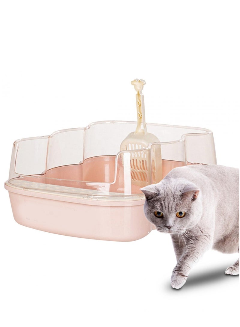 Semi enclosed indoor cat litter box, easy clean litter box with high sided potty for cats