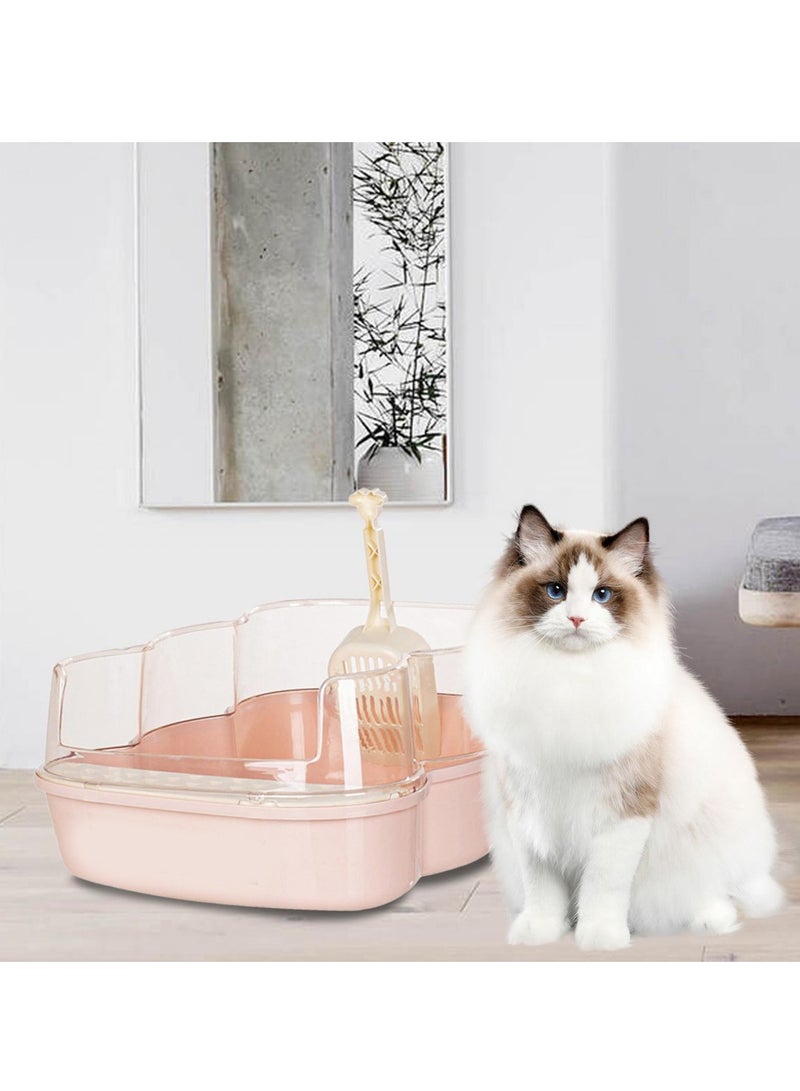 Semi enclosed indoor cat litter box, easy clean litter box with high sided potty for cats