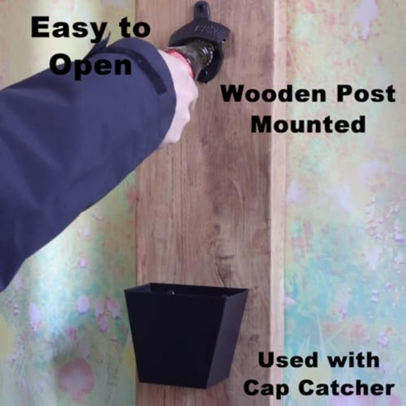 Cast Iron Bottle Opener Wall Mounted Beer Cap Opener Mountable for Wooden Post Table Board Craft - Image 3