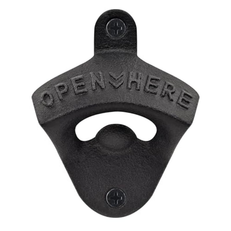 Cast Iron Bottle Opener Wall Mounted Beer Cap Opener Mountable for Wooden Post Table Board Craft - Image 1