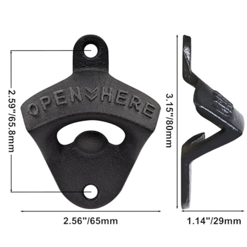 Cast Iron Bottle Opener Wall Mounted Beer Cap Opener Mountable for Wooden Post Table Board Craft - Image 4