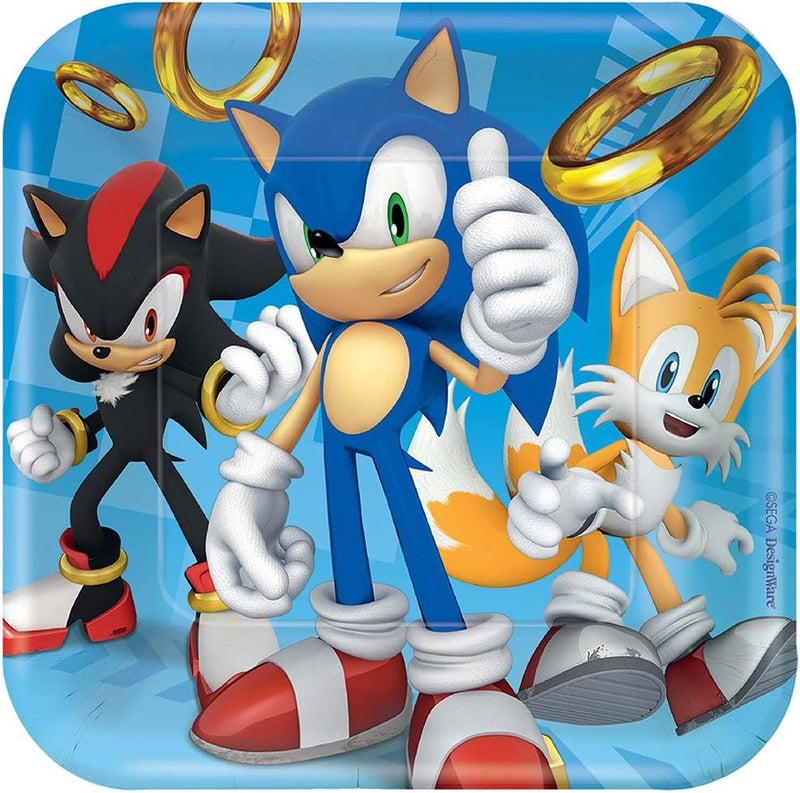 Amscan 541708 Hedgehog Sonic 18Cm Square Plate