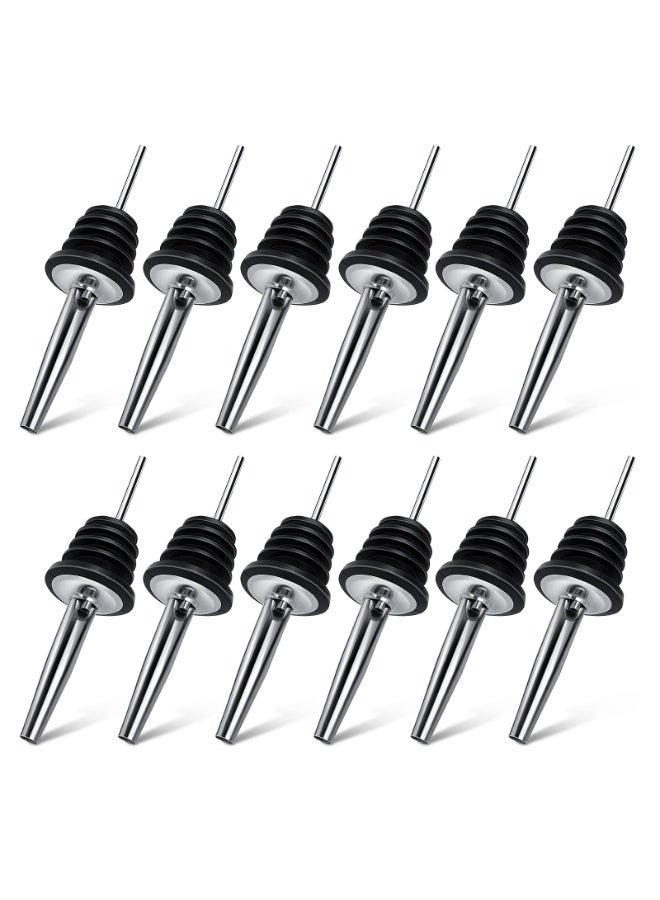 Bottle Speed Pourers For Spirits, 12Pcs Stainless Steel Liquor Spirits Pourer Bar Accessories Dispenser Wine Alcohol Olive Oil Syrup Vinegar Bottles - Image 1