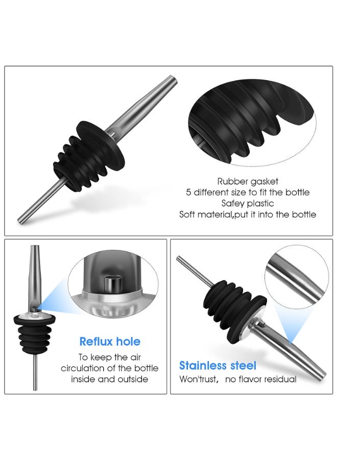 Bottle Speed Pourers For Spirits, 12Pcs Stainless Steel Liquor Spirits Pourer Bar Accessories Dispenser Wine Alcohol Olive Oil Syrup Vinegar Bottles - Image 5