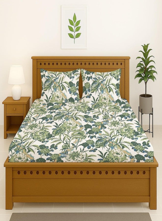 TARAIN COLLECTION Cotton Flat Double Bedsheets with 2 Pillow Covers 18x28 Inches (Multicolor) 90x100 Inches - Image 1