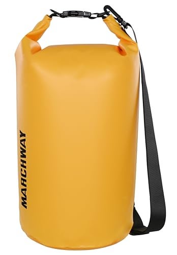 MARCHWAY Floating Waterproof Dry Bag Backpack 5L/10L/20L/30L/40L, Roll Top Sack Keeps Gear Dry for Kayaking, Rafting, Boating, Swimming, Camping, Hiking, Beach, Fishing (Deep Yellow, 20L) - Image 1