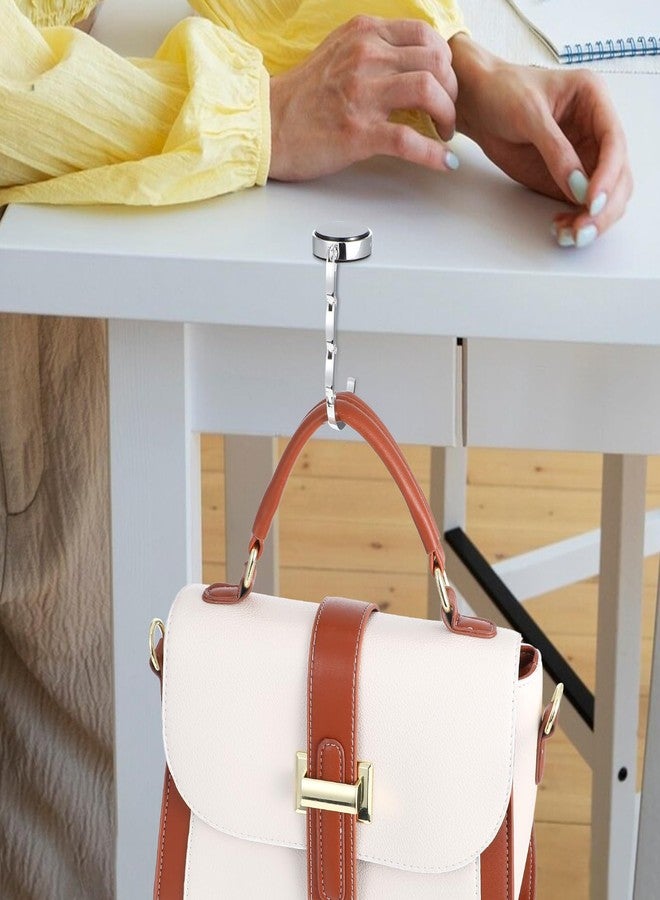 oruola خطافات حقائب أورولا قطعتين للطاولات، خطاف حقيبة قابل للطي، علاقة حقائب بلونين للطاولة، خطاف تعليق حقائب يد نسائية قابل للطي للمكتب، خطافات حقائب سطح الطاولة للفتيات والسيدات (أسود/فضي) - Image 2