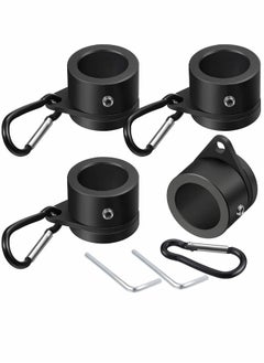 Generic Flag Pole Rings, Aluminum Alloy Mounting Rings, 360 Degree Rotating Flagpole, Anti Wrap Flag Pole with Clip Hook, for 1 Inch Diameter Flag Pole 4 Pieces (Black)  - Image 1