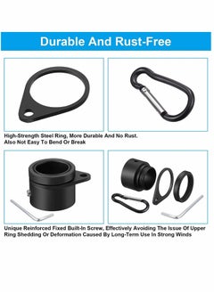 Generic Flag Pole Rings, Aluminum Alloy Mounting Rings, 360 Degree Rotating Flagpole, Anti Wrap Flag Pole with Clip Hook, for 1 Inch Diameter Flag Pole 4 Pieces (Black)  - Image 2