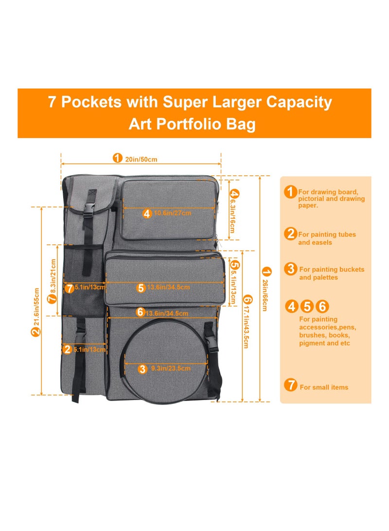 SYOSI Canvas Art Portfolio Bag, 20"x26" Artist Backpack Outdoor Drawing Carry Case Traveling Art Tote Bag Art Accessories Carrier Screen Transport Bag for Drawing Board, Screen, Accessories - Image 2