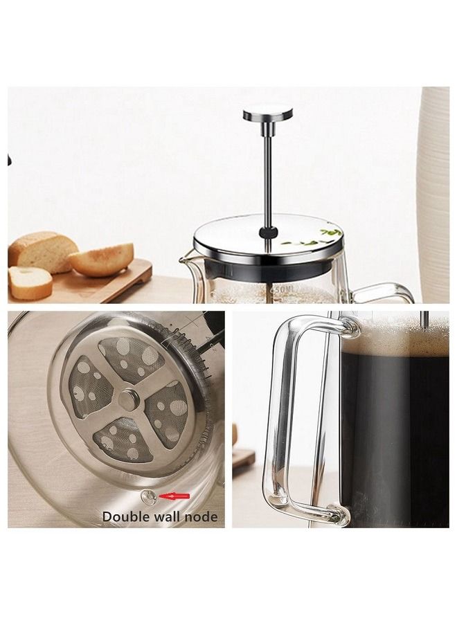 Glass French Press Coffee Maker 650ML Double Wall Coffee Pot With Tick Mark Stainless Steel Filter  - Image 4