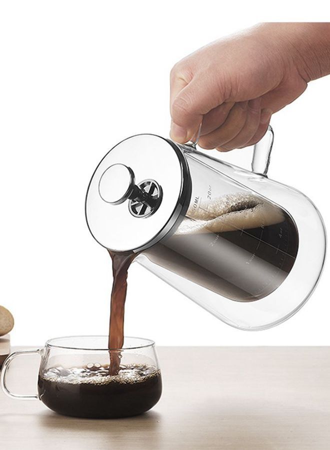 Glass French Press Coffee Maker 650ML Double Wall Coffee Pot With Tick Mark Stainless Steel Filter  - Image 3